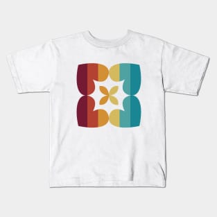 Love Heart Square Flower (Autumn Stripes) Kids T-Shirt